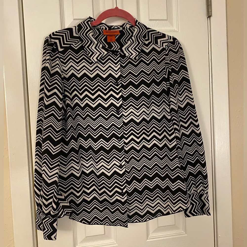Missoni for Target black and off-white chevron blouse size M
